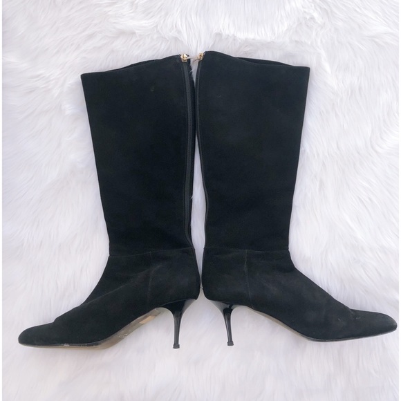 Jimmy Choo Black Suede Tall Low Heel Boots - Picture 2 of 8